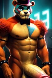 abs ai_generated big_penis dad_bod dilf five_nights_at_freddy's fnaf furry gay glamrock_freddy_(fnaf) hairy hairy_male security_breach strong_man