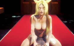 3d blonde_female blonde_hair blonde_hair_female breasts cat_ears cat_girl cat_humanoid catgirl cowgirl_position final_fantasy final_fantasy_xiv golden_eyes looking_at_viewer makeup male/female miqo'te naked naked_female nude nude_female on_top penis_in_pussy riaykuras_playground sex ultraviira_donnerauge vaginal_sex warrior_of_light_(final_fantasy_xiv)