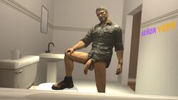 3d body_hair dissenter3d joel_miller male_focus male_only presenting_penis silver_hair solo the_last_of_us