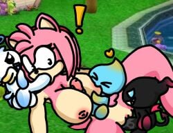 amy_rose anthro anthro_on_anthro background big_breasts blowjob chao_(sonic) dark_chao fellatio green_eyes halo heart hero_chao large_breasts legokoopa_(artist) oral_sex paizuri pink_fur pleasure_face self_upload sitting sonic_(series) sonic_the_hedgehog_(series) surprised thick_thighs titfuck titjob vaginal_penetration vaginal_sex visible_nipples wings