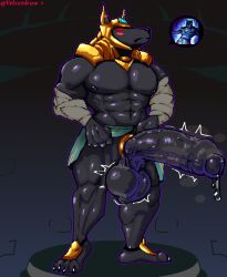 abs absurd_res accessory anthro armor balls biceps big_balls big_penis blush bodily_fluids canid canine canis clothing cock_ring erection foreskin fur genital_fluids genitals hi_res humanoid_genitalia humanoid_penis hyper jackal jewelry league_of_legends male male_only mammal muscular muscular_anthro muscular_male muscular_thighs nasus nipples nude paws pecs penis penis_accessory penis_jewelry precum presenting riot_games simple_background solo throbbing triceps vein velvetdraw