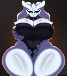 2024 anthro big_breasts blue_eyes breasts_bigger_than_head dragon female_dragon female_pokemon furred_dragon generation_5_pokemon huge_breasts huge_thighs kimono lewd_bun_64 looking_at_viewer looking_down_at_viewer lunar_new_year new_year pokémon_(species) pokemon reshiram scalie strugglebunny thick_thighs white_body year_of_the_dragon