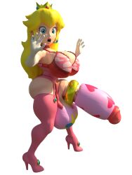 1futa 3d balls ballsack blonde_hair blue_eyes breasts cock_ring_(decorative) dangling_testicles erection full_body futa_only futanari huge_ass huge_breasts huge_cock human lingerie long_hair low_hanging_balls mario_(series) mrmeatlovers penis princess_peach scrotum simple_background solo standing testicles toony veiny_penis white_background