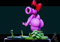 1futa 3d 3d_(artwork) accessory alternate_version_at_source anthro ass background balls big_ass big_balls big_butt birdo curvaceous curvy curvy_body curvy_female curvy_figure eyelashes futa_only futanari half-closed_eyes knotzdoodles looking_back mario_(series) nature nintendo penis presenting seductive seductive_look solo standing tail testicles thick thick_thighs water