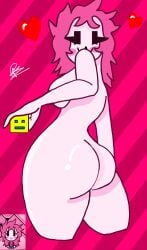 ashley_(oddmod) big_ass cube_2_(geometry_dash) female_only geometry_dash pink_body pink_eyes pink_hair