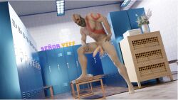 dissenter3d god_of_war kratos locker_room male_focus male_only nude penis presenting solo