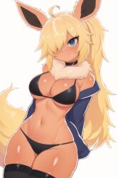 1girls ai_generated anthro blonde_hair blue_eyes eeveelution flareon furry long_hair one_eye_covered pokémon_(species) pokemon soda_uyu stockings sywu02 tagme thick_thighs white_background