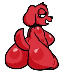 2023 anthro anus ass big_butt canid canine canis clifford_(red_dog) clifford_the_big_red_dog collar collar_only digital_drawing_(artwork) digital_media_(artwork) domestic_dog female genderswap genderswap_(mtf) hi_res lewdewott looking_at_viewer mammal narrowed_eyes nude open_mouth raised_tail red_body rule63 sitting solo tail thick_thighs