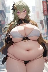 1female 1girls ai_generated bbw belly big_belly breasts chubby chubby_female collei_(genshin_impact) exposed_belly exposed_belly_button exposed_fat_belly fat fat_female fat_girl fat_woman female female_focus female_only genshin_impact green_hair green_hair_female hoyoverse light-skinned_female light_skin mihoyo mihoyo_technology_(shanghai)_co._ltd. obese obese_female overweight overweight_female solo solo_female solo_focus sumeru_girls thick_thighs thighs wide_hips