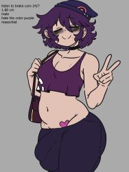 1boy 1femboy bag bulge bulge_through_clothing bulge_under_clothes closed_eyes dick femboy inakotho light-skinned_male oc original original_character pants pokemon purple_hair tagme