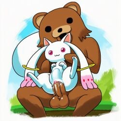 1boy 1boy1girl 1girl1boy 1girls ai_generated bear color colored emotionless emotionless_sex female kyuubee male pedobear puella_magi_madoka_magica pussy sex stomach_bulge vagina vaginal_penetration vaginal_sex