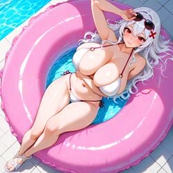 1girls ai_generated balloon big_breasts bikini bikini_top breasts erispheria female female_focus hourglass_figure huge_ass light-skinned_female red_eyes swimming_pool thick_thighs twitch twitter virtual_youtuber vtuber white_background wide_hips youtube youtube_hispanic