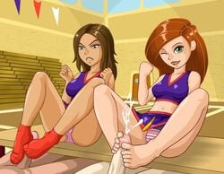 2boys 2girls angry ankle_socks anklehighs barefoot big_breasts blue_eyes bonnie_rockwaller breasts brown_hair cheerleader cheerleader_uniform clothed_female clothed_female_nude_male competition cum cumshot detailed_background disney disney_channel dtms ejaculation feet female foot_fetish footjob footjob_with_legwear green_eyes gym human kim_possible kimberly_ann_possible large_breasts male midriff multiple_boys multiple_girls navel one_eye_closed open_mouth orange_hair orange_socks orgasm panties pantyshot pantyshot_(sitting) penis pink_panties red_socks school schoolgirl sitting skirt smile sockjob socks straight striped_panties thighs toes tongue uncensored upskirt veins veiny_penis victory wet_pussy wink