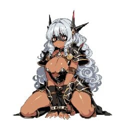 animated breast_expansion breasts breasts_bigger_than_body breasts_bigger_than_head breasts_bigger_than_torso female girl huge_breasts live2d pixel_animation pixel_art skimpy_armor transparent_background