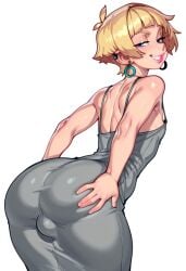 ai_generated ass ass_focus big_ass big_butt dongtan_dress femboy femboy_only grabbing_ass gravure_soraka leaning_forward male male_only spaghetti_strap tomgirl trap