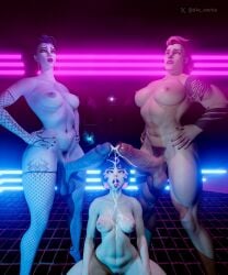2futas abs big_balls big_penis breasts cum cum_on_face d4c_works futanari huge_cock juno_(overwatch) overwatch overwatch_2 pussy widowmaker zarya