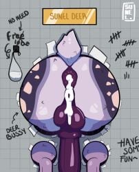 anthro anus ass backsack balls big_butt big_penis bodily_fluids condom cum cum_inside deer filled_condom genital_fluids genitals glory_hole glory_hole_station glory_wall hi_res huge_butt huge_cock just_sunel leaking_cum male male/male mammal penis presenting presenting_hindquarters rear_view remake sexual_barrier_device simple_background solo sunel_deer