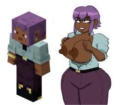 0k_5s breasts dark-skinned_female dark_skin efe_(minecraft) female microsoft minecraft mojang nipples ok-ss purple_hair pussy short_hair tagme vagina video_game_character video_game_franchise video_games