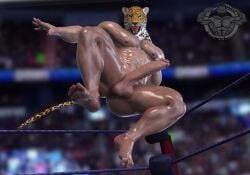 bandai_namco beefy beefy_boy erect_penis erection jaguar_mask jaguar_tail kazuworks king_(tekken) male male_only muscles muscular muscular_male penis skimpy_underwear tekken tekken_8