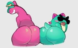 anthro ass ass ass_focus big_ass big_butt blush brawl_stars bubble_butt butt_focus buzz_(brawl_stars) doug_(brawl_stars) gay gay_male headwear looking_at_viewer male male_only open_mouth smile smiling_at_viewer sunglasses tail teeth wide_hips