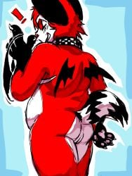 3:4 andromorph anthro chibi_wings clothing collar cosmic_(puppyparty) eeveelution fan_character generation_6_pokemon hi_res intersex male mastectomy_scar nintendo panties pokemon pokemon_(species) puppyparty scar solo sylveon teasing teasing_viewer trans_(lore) trans_man_(lore) underwear