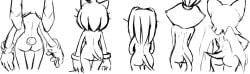 amy_rose ass blaze_the_cat facing_away female furry multiple_girls rouge_the_bat sega sonic_(series) tikal_the_echidna usagerbil vanilla_the_rabbit