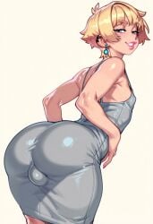 ai_generated ass ass_focus ass_up big_ass big_butt blonde_hair blonde_hair femboy femboy_only gravure_soraka hands_on_ass leaning_forward solo trap