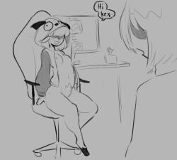 anthro antlers antonymph_noelle big_thighs bottomless breasts buying_sex_toy chair deer deer_girl deltarune desk desktop dildo functionally_nude functionally_nude_female gaming_chair gir_(dog_costume)_(invader_zim) gir_(invader_zim) gir_hoodie greyscale hair hair_between_eyes hair_over_eyes hairy_pussy hoodie hoodie_only hooves human kris_(deltarune) line_art mammal monochrome naked_female new_world_deer nipples no_color no_panties no_underwear noelle_holiday nonbinary nonbinary/female nonbinary_(lore) nude nude_female online_shopping partially_clothed reindeer setup sex_toy shopping siivagunner sketch small_breasts small_waist surprised tissue tissue_box tissues tits tommiowo undertale_(series) vagina wide_hips wide_thighs