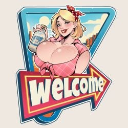 artist_moomoodairy blonde_hair hairbow massive_breasts milf milk tagme