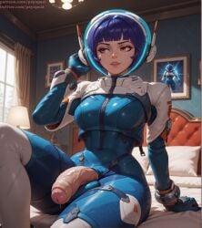 1futa ai_generated artist_name bedroom big_penis blizzard_entertainment bodysuit colored digital_media_(artwork) erection front_view futa_only futanari huge_cock intersex juno_(overwatch) overwatch penis psyopsai solo solo_focus spacesuit uncensored video_games watermark