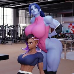 2girls 3d activision amelie_lacroix ass big_ass big_breasts big_thighs blizzard_entertainment blue-skinned_female blue_body blue_skin breasts bubble_ass bubble_butt bust busty chest curvaceous curves curvy curvy_figure female fit fit_female gym hips hourglass_figure huge_ass large_ass legs leotard mature mature_female muscular muscular_female olivia_colomar overwatch overwatch_2 slim_waist sombra thick thick_ass thick_hips thick_legs thick_thighs thighs toned toned_female voluptuous voluptuous_female vonsvaigen waist wide_hips wide_thighs widowmaker