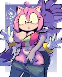 2025 4:5 absurd_res amy_rose anthro anthro_on_anthro areola big_areola big_breasts big_nipples blaze_the_cat blush breasts clothed clothing domestic_cat duo edalv eulipotyphlan exclamation_point felid feline felis female female/female fur gloves green_eyes hair handwear hedgehog hi_res huge_areola huge_breasts huge_nipples mammal multicolored_body navel nipples open_mouth open_smile pink_body pink_hair pubes purple_body purple_fur sega simple_background smile sonic_the_hedgehog_(series) tan_body two_tone_body undressing_another undressing_partner yellow_eyes