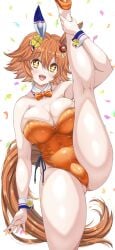 1girls akiha_oekaki ass big_breasts breasts bunnysuit female female_only leg_lift looking_at_viewer matikanefukukitaru_(umamusume) smile solo tail umamusume