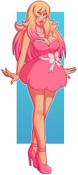 big_breasts big_lips bimbo bimbo_lips blonde_hair breasts domesticated domestication dress pink_eyes wrenzephyr2
