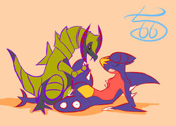 cum cum_in_pussy cum_inside female garchomp haxorus male nintendo orange_background pcred566 penis plain_background pokemon pokemon_(species) pussy sex straight video_games