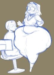 accident anon ass ass_focus brookie_(elpiromanias) bump elpiromanias fat_ass hips hips_wider_than_shoulders librarian nerd npc original_character thick_thighs wide_hips