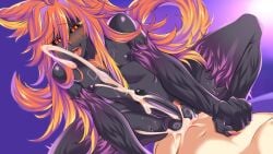anal black_body cowgirl_position cum dark_skin ejaculation femboy game_cg hell_in_the_sheets hellhound male night_fox_works nipples orange_eyes orange_hair penis pubic_hair sex tagme