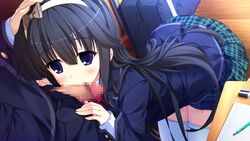 black_hair censored fellatio futami_iori game_cg hair hinata_nao long_hair love_sweets_(game) moonstone oral sakurazaka_tsuchiyu school_uniform skirt thighhighs