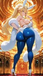 1girls absurd_res ai_generated artoria_pendragon artoria_pendragon_(swimsuit_ruler) ass ass_focus breasts bunny_ears bunny_girl bunny_tail casino fate/grand_order fate_(series) female female_only from_behind full_body fur fur_boa hand_on_hip hand_up high_heels huge_ass huge_breasts indoor legs_apart leotard light-skinned_female liu_(artist) looking_at_viewer looking_back pantyhose playboy_bunny ponytail seductive smug solo solo_female standing thick_thighs voluptuous voluptuous_female wide_hips