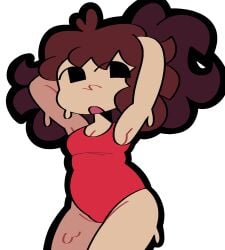 1girls arms_behind_head female female_only fnf friday_night_funkin girlfriend_(fnf) girlfriend_(friday_night_funkin) leithenol red_swimsuit sweating swimsuit tagme