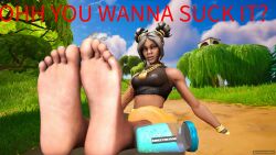 1girls barefoot feet feet_focus feet_up female foot_fetish luxe_(fortnite) soles toes