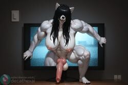 1futa abs ai_generated animal_ears animal_genitalia animal_penis anthro balls biceps big_balls big_breasts big_penis black_hair breasts canine canine_penis decathex fur furry futa_only futanari hair_over_eyes knotted_penis muscles muscular muscular_anthro muscular_arms muscular_female muscular_futa muscular_thighs nipples penis sadako_yamamura sharp_teeth smile solo solo_futa subscribestar_username teeth television the_ring thick_thighs thighs through_screen watermark white_fur