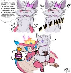 anal anal_sex angry anthro arms_tied balls blind_eye blue_body blue_scales blush bondage bondage bound brown_pawpads cellphone clash_royale closed_eyes dragon duo ear_piercing ear_ring electronics english_text exclamation_point eye_scar facial_scar fennephilim_fox fur genitals green_eyes hair hi_res holding_cellphone holding_object holding_phone kled_(lol) laugh league_of_legends looking_down male male/male mythological_creature mythological_scalie mythology narrowed_eyes pawpads penetration phone piercing plap plap_(sound) profanity question_mark red_body restraints ring_piercing riot_games rope rope_bondage scales scalie scar smolder_(lol) spread_wings tan_body tencent text thought_bubble tongue tongue_out white_body white_fur white_hair wings yordle