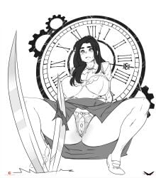 1girls black_hair breasts brown_eyes clitoral_hood clitoris clock clock_tower:_the_first_fear clock_tower_(series) female hi_res huge_breasts jennifer_simpson kamina1978 long_hair no_panties pussy shaved_pussy tagme thick_thighs torn_clothes