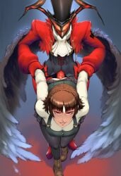 ai_generated arsene_(megami_tensei) ass ass_exposed atlus big_ass boots brown_hair child_bearing_hips curvaceous curvaceous_ass curvaceous_body curvaceous_female curvaceous_figure curvaceous_hips curvaceous_thighs curvy curvy_ass curvy_body curvy_female curvy_figure curvy_hips curvy_thighs dat_ass devil doggy_style female grabbing grabbing_another's_arm hat holding_arm large_ass makoto_niijima megami_tensei monster monster_cock pacificflop penetration penis persona persona_5 pussy red_suit school_uniform schoolgirl sex sex_from_behind skirt skull_mask smug smug_expression smug_face smug_grin smug_smile standing standing_sex suit tagme thick thick_ass thick_butt thick_hips thick_legs top_hat vaginal_penetration voluptuous voluptuous_female waifu wings,