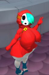 1girls 1woman ass big_booty big_breasts breasts curves fat_ass female peace_sign shy_gal shy_guy