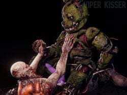 3d_(artwork) 5:4 animatronic anthro bald balls dead_by_daylight digital_media_(artwork) duo erection five_nights_at_freddy's five_nights_at_freddy's_3 genitals gesture hand_gesture hi_res human lagomorph leporid machine male male/male mammal necrophilia penis rabbit robot robot_anthro scottgames springtrap_(fnaf) the_blight the_blight_(dbd) viperkisser watermark
