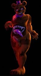 3d 3d_(artwork) anthro balls bear belly_mouth big_balls black_background bow_tie chest_scar claws clothing digital_media_(artwork) erection five_nights_at_freddy's five_nights_at_freddy's_4 fredbear_(fnaf) genitals glistening glistening_tongue glowing glowing_eyes grin hat headgear headwear huge_tongue humanoid_genitalia humanoid_penis jizzyfox male mammal monster nightmare_fredbear_(fnaf) nude nude_anthro nude_male open_mouth penis pupils purple_tongue red_eyes scar scottgames sharp_teeth simple_background slit_pupils smile solo teeth tongue tongue_out top_hat