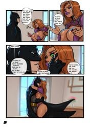 alien alien_girl batman batman_(bruce_wayne) batman_(series) big_ass bimbo_body breasts crying dc dc_comics english_text female green_eyes high_heels interracial kissing koriand'r lasgaclaven light-skinned_male long_hair male red_hair speech_bubble starfire starfire_(comics) starfire_(teen_titans) superhero superheroine teen_titans zstorys22