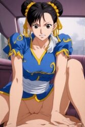 1boy1girl ai ai_generated anime_style blue_clothing brown_eyes capcom car chun-li clothing cowgirl_position dark_hair earrings female female_focus hair_buns hairband hairbuns male orange_hairband penis pov pov_male pussy quinzo11 riding riding_penis self_upload sex smile street_fighter teeth_visible vagina vaginal_insertion vaginal_penetration vaginal_sex you